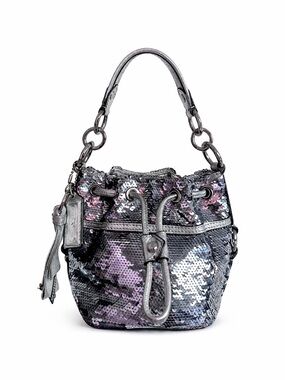 18726 Coach Silver Sequin Spotlight Mini Bucket Bag
